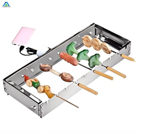 Grille de rôtissage moderne en acier, intelligente, entièrement automatique, à commande tactile, avec sécurité flamme, cadre de barbecue rotatif et brochettes pliables