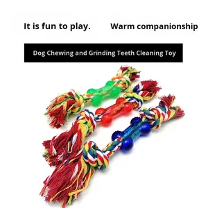 Para Amazon, juguetes ecológicos para mascotas, cuerda de algodón para masticar con cepillo de dientes, hueso de perro, palo para masticar de goma, limpieza de dientes, juguete para perros - Product Image 4