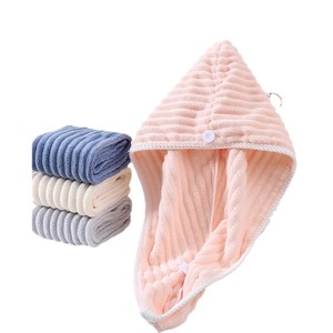 Nouvelle serviette de cheveux en <span class=keywords><strong>microfibre</strong></span> corail velours séchage rapide cheveux Turban Super absorbant cheveux séchage enveloppement serviettes élastique <span class=keywords><strong>Anti</strong></span> frisottis serviette - Product Image 4