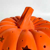 Lampe de table électrique en céramique moderne en forme de citrouille et d'étoile avec fonction flexible et ampoule à incandescence - Décoration de fête d'Halloween, cadeau