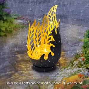 Solar Flame Light Solar Powered <b>Lantern</b> Automatic Sensor Garden Statue Light 600mAh Battery Metal Flame Lamp for Outdoor Garden - Product Image 5