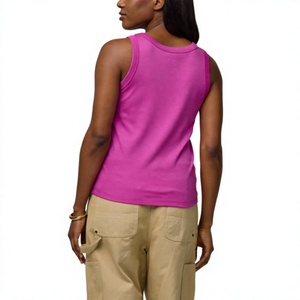 Tops Deportivos de Verano al Por Mayor con Logotipo Personalizado OEM, para Correr, Hacer Ejercicio en el Gimnasio, de Algodón/Spandex Acordonado Suave, con Cuello Redondo, para Mujer - Product Image 3