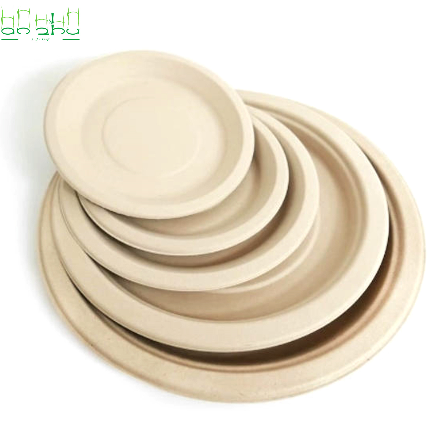 Compostable Paper Bowls Disposable Plate for Christmas Eco-friendly Heat Resistant Bamboo Fiber Dinner Plates