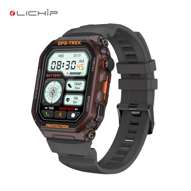 LICHIP FT61 Full Screen Touch Alexa Voice Assistant GPS Sports Smart Watch IP68 Waterproof Smartwatch With BT Calling Outside