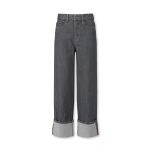 Pantalones Vaqueros Modernos Negros de Lavado Oscuro, de Tiro Medio, Pierna Ancha, Ajuste Holgado para Mujer, Estilo Casual Urbano, Lavado Sólido, Cómodos - Product Image 4