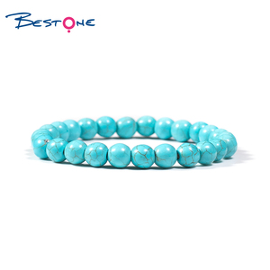 Bestone-pulsera de piedras preciosas naturales para mujer, joyería de moda, 8mm, turquesa magnética, cuentas curativas - Product Image 3