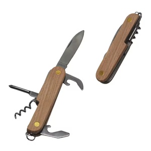 มีดพับอเนกประสงค์ 5-in-1 พร้อมส่ง ด้ามไม้ ระบบล็อคเต็มรูปแบบ แบบสวิส - Product Image 1