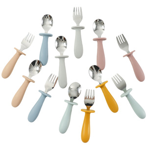 Vajilla para niños Utensilio para niños: Juego de cubiertos de cucharas de alimentación de bebé de acero inoxidable con patrón de animales de dibujos animados, sin BPA - Product Image 5