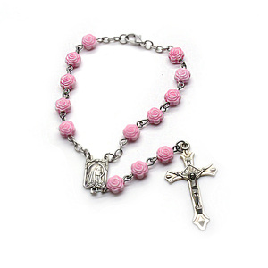Rose <strong>Beads</strong> Rosary Bracelet for Car Catholic Religious - Product Image 3