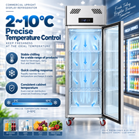Réfrigérateur vertical commercial à porte vitrée simple pour boissons, bières et sodas, à température unique, fabriqué en Chine