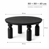 Table basse ronde moderne Wabi Sabi noire à quatre pieds, table d'appoint pour salon, décoration intérieure de la maison