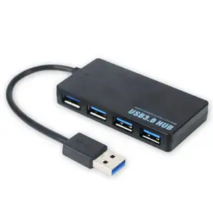 Gazla çalışan 4-Port USB 3.0 Hub 5Gbps taşınabilir kompakt Mac PC masaüstü için
