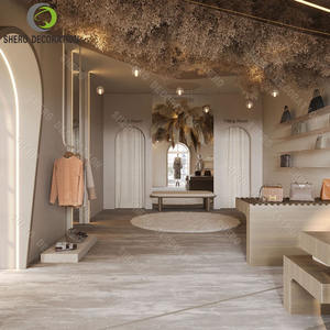 Fashion Clothing Shops Interior Design Garment Stand <b>Wall</b> Mounted Clothing Display Rack For Lady Clothing Store Furniture - Product Image 3