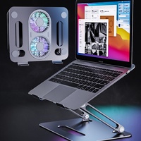 Support de refroidissement pour ordinateur portable en aluminium à prix d'usine, avec double ventilateur RGB, pliable et ergonomique, pour bureau