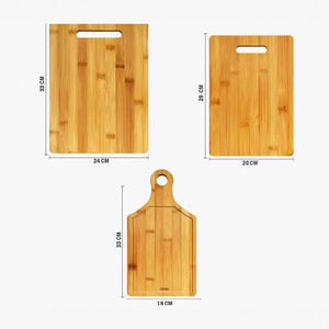 Bamboo Cutting Board Rectangle Natural <b>Wood</b> Color With Handle For Fruit Bread Dessert Serving - Product Image 3