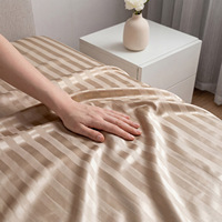 Ensemble de draps en satin rayé durable 3 pièces, ultra doux, respirant, en microfibre, pour toutes les saisons