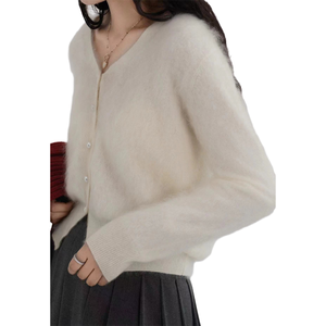 Colore <span class=keywords><strong>blu</strong></span> cielo prezzo di fabbrica in magazzino OEM autunno/inverno <span class=keywords><strong>Cardigan</strong></span> 100% in Cashmere maglia Casual maglione capispalla da <span class=keywords><strong>donna</strong></span> - Product Image 5