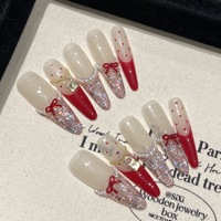 Art Wo-Fine Faux Ongles de Luxe à Presser en Acrylique, Faits Main, à Pointe Longue et Pointe Fine, 24 Pièces pour Doigts