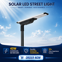 Lampadaire solaire intégré FX-40W, 210LM/W Bridgelux 3030 LED, batterie LiFePO4, étanche IP65, pour l'éclairage des routes principales