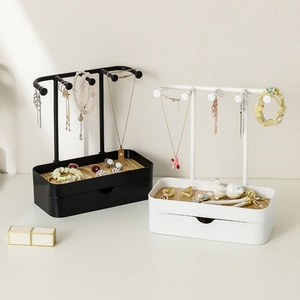 Présentoir à bijoux portable et compact, support de rangement noir exquis pour cosmétiques, bagues, élastiques à cheveux et colliers, pour la maison - Product Image 6