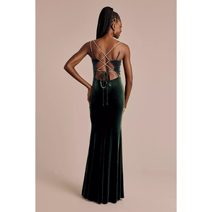 Ingrosso Abito da donna in velluto con cinturino in cristallo lungo abito da <span class=keywords><strong>damigella</strong></span> d'onore <span class=keywords><strong>abiti</strong></span> <span class=keywords><strong>abiti</strong></span> da donna abito lungo - Product Image 5
