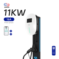 Cargador para Vehículos Eléctricos GDON de 11 kW Trifásico Tipo 2 Nivel 2 EVSE, Estación de Carga de 16 A con Pantalla LCD de 4.3 Pulgadas y RFID