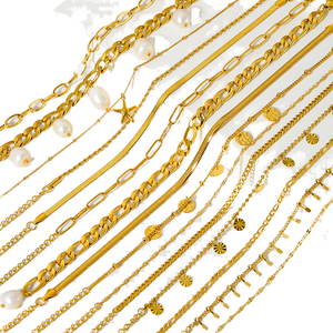 फैशन थोक डबल लेयर चेन स्टार बीड अलेट गहने 18k सोने की प्लेटेड स्टेनलेस स्टील गहने - Product Image 1