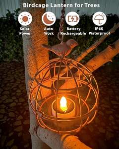 Luci a lanterna da esterno a sospensione <span class=keywords><strong>solare</strong></span> 4 Pack rustica palla Birdcage candela appesa <span class=keywords><strong>lampadario</strong></span> impermeabile per albero - Product Image 2