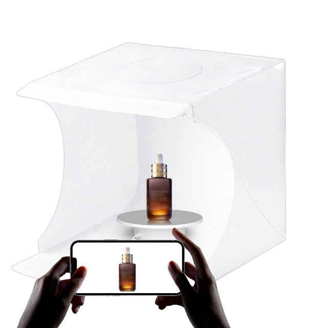 20cm Mini Photo Studio Light Box 6 backdrops 15cm 360° Turntable Kit by Turntable-BKL Ideal for Product Photography Accessories