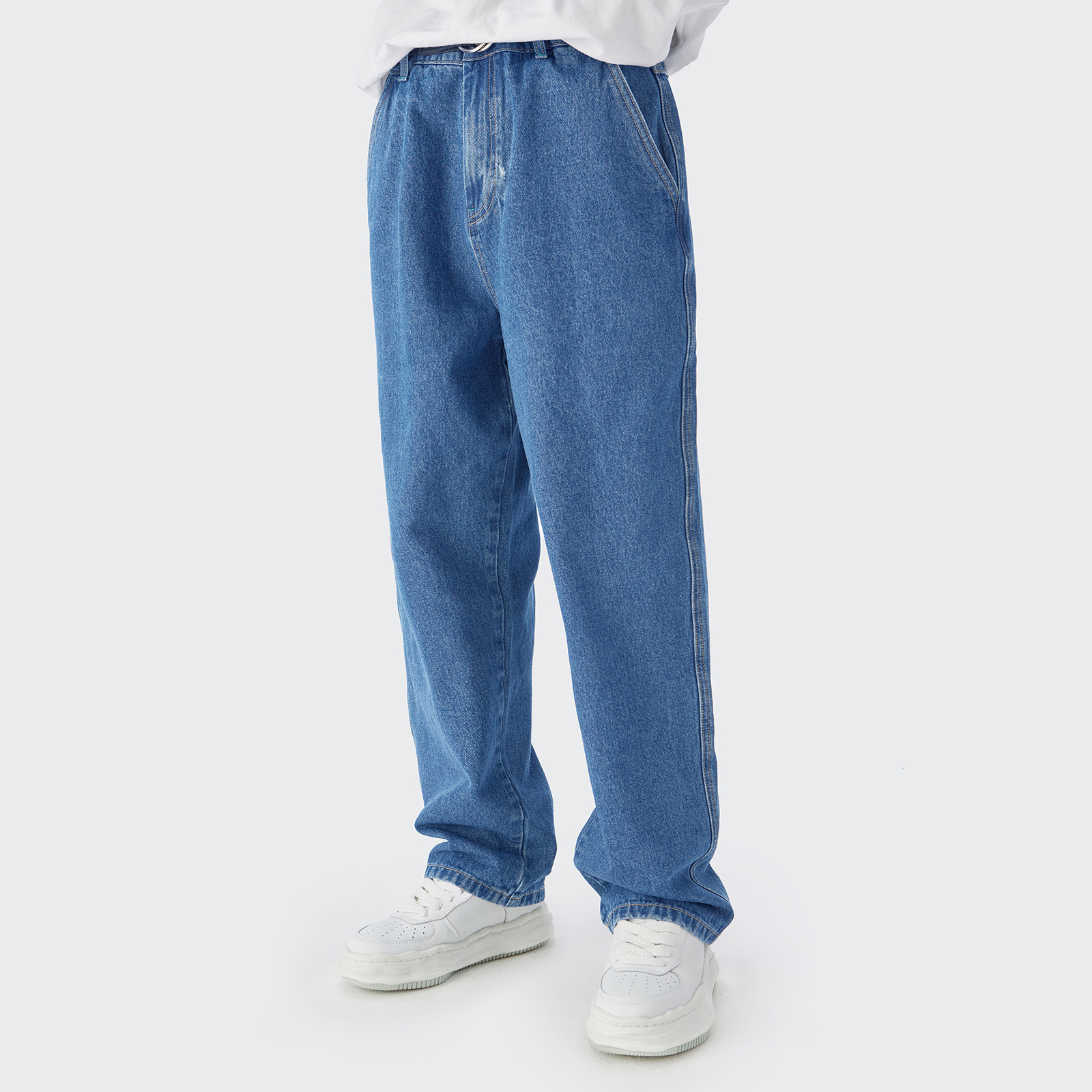 YLS High Quality Men's Cotton Jean Vintage Washed Casual Straight-Leg Denim Pant Street Wear Fall Jeans Trousers for Men