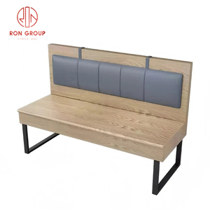 Juego de Muebles Modernos para Restaurante, Mesas Cuadradas de Madera con Sillas de Madera con Respaldo de Listones Verticales y Sofá de Cuero Azul para Cafetería - Product Image 6