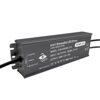 Venta de fábrica SAA 0-10V 4 en 1 Atenuación DC12V 300W IP67 Controlador LED regulable de voltaje constante a prueba de agua