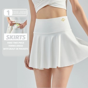 Yoga court femmes taille haute jupe de tennis Fitness séchage rapide vêtements de sport robe de tennis plissée avec poches - Product Image 1
