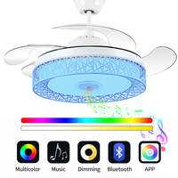 2004S Ventilador De Techo Con Luz LED 36W DC Altavoz 3tonalidades Con Memoria Aspas Retractiles 6velocidades Control Remoto