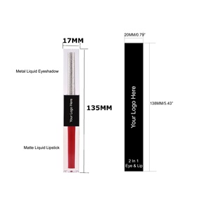 No Logo Maquillage 2 en 1 imperméable <span class=keywords><strong>à</strong></span> l'eau Rouge <span class=keywords><strong>à</strong></span> lèvres mat <span class=keywords><strong>nacré</strong></span> et <span class=keywords><strong>fard</strong></span> <span class=keywords><strong>à</strong></span> paupières liquide métallique - Product Image 1