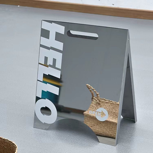 Panneau publicitaire personnalisé en forme de A, en acier inoxydable miroir, <span class=keywords><strong>double</strong></span> <span class=keywords><strong>face</strong></span>, pour publicité extérieure - Product Image 1