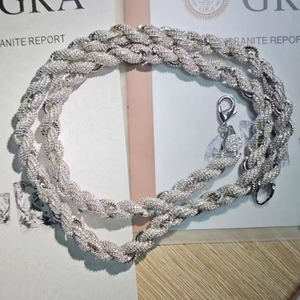 Hop VVS D-Farbe Moissanit Schmuck Armband S925 Silberkette Halskette Herren Cuban Link Iced Out Tennis Seilkette - Product Image 4