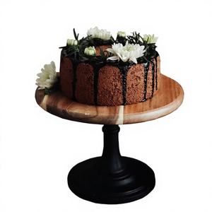Support à gâteau de table en bambou écologique avec incrustation de os, pour fêtes et mariages, avec séparateur et rotation par gravité en forme d'arbre - Product Image 1