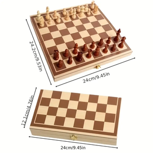 Boîte cadeau en bois de luxe en gros, boîte de rangement en bois de haute qualité, boîte de rangement en bois pliable portable, jeux d'échecs internationaux - Product Image 2