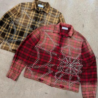 Camisa de Invierno para Hombre, de Manga Larga, con Pedrería y Cristales, Estilo Europeo Americano, de Poliéster y Algodón, Gran Venta