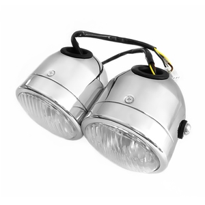 <span class=keywords><strong>Phare</strong></span> de <span class=keywords><strong>moto</strong></span> double <span class=keywords><strong>rond</strong></span> classique <span class=keywords><strong>vintage</strong></span> chromé pour motos personnalisées - Product Image 5