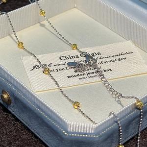 Collar de Plata de Ley S925 con Cuentas, Diseño Retro Simple con Cuentas de Flores y Arroz en Contraste, Estilo Vintage Personalizado - Product Image 5