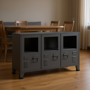 Credenza in Metallo Antracite Media Rettangolare, Mobile Industriale per Stoccaggio, Arredamento per Casa e Sala da Pranzo - Product Image 2