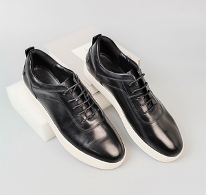 <span class=keywords><strong>Scarpe</strong></span> da ginnastica casual alla moda per giovani, stringate, taglie grandi, nere, da skateboard, in vera pelle bovina, piatte, da uomo - Product Image 4