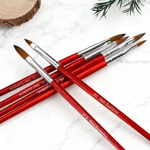 1/6pcs Kolinsky Acrylic Nail Brush #2/4/6/8/10/12 Round <b>Head</b> Kolinsky Crystal Pen Manicure Flower 3D Builder Carving Pen Tools - Product Image 5