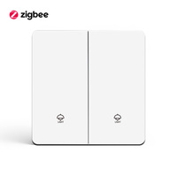 Merten Zigbee Smart Switch 2 Gang Panel PC Putih Kontrol Suara Alexa Google Home IP20 Timer Remote untuk Aplikasi 16A 260V