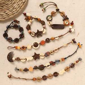 Handmade Woven Coconut Shell Button <b>Bracelet</b> Handcrafted <b>String</b> Accessory - Product Image 1