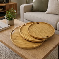 Ventes chaudes : Plateau de petit-déjeuner rond en bambou écologique, plat de service jetable, assiette à dessert sûre pour les hôtels et les cuisines, en stock