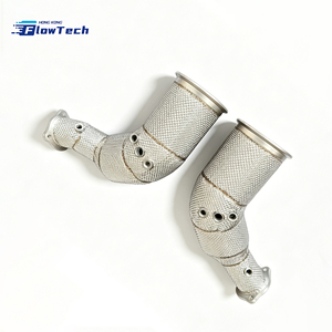 Système d'échappement racing haute performance en acier inoxydable pour Audi RS4 RS5 B9.5 2.9T V6, avec downpipe EA839 bi-turbo et bouclier thermique. - Product Image 6