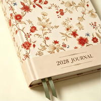Agenda personnalisé A5 à couverture rigide florale 2028, couverture décorative imprimée de fleurs, carnet quotidien, cadeau